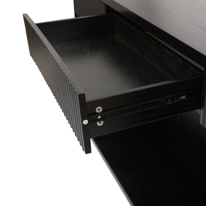 63" Fluted Console Table with 3 Drawers, Long Sofa Table Behind Couch for Living Room, Hallway, Foyer,Black