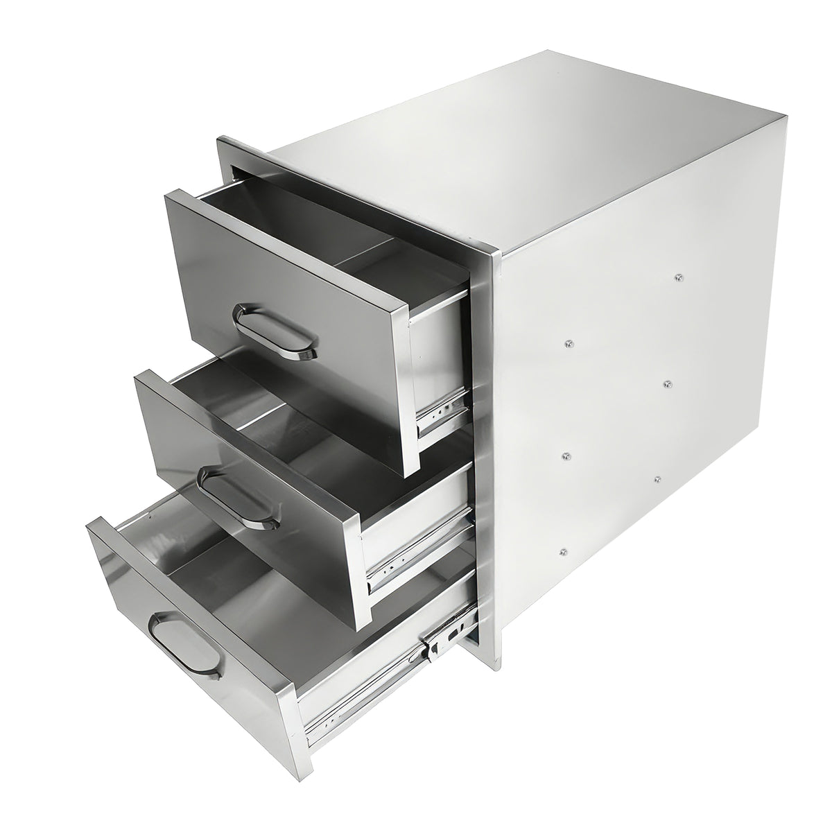 Outdoor Kitchen Drawers Stainless Steel, Flush Mount Triple Drawer,  18Wx23Hx23D with Stainless Steel Handle, BBQ Drawers for Outdoor Kitchens or BBQ Island