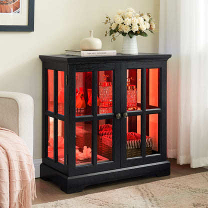 LED Curio Display Cabinet, Antique Display Cabinet with Adjustable Shelves – Black