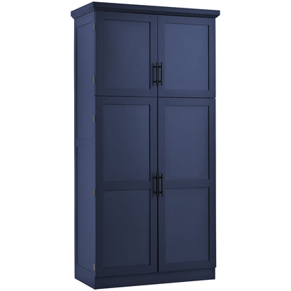 [Assembly Video Provided] TOPMAX 35.5x17.6x70.9inch Freestanding Kitchen Pantry Cabinet, Tall Storage Cabinet with 4 Doors, 2 Door Shelves – Blue