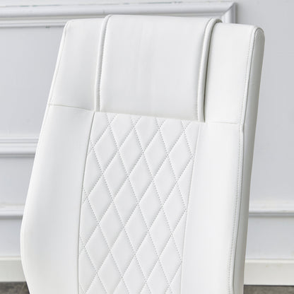 Modern dining chairs, dining room chairs, and golden leg cushioned chairs made of artificial leather, suitable for kitchens, living rooms, bedrooms, and offices. Set of 6 pieces (white+PU )W1151110421