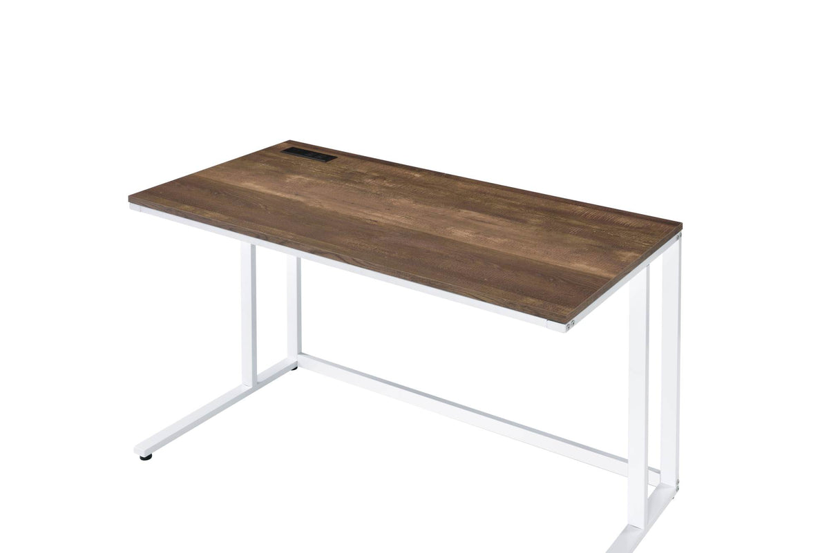 Tyrese Walnut & White Finish Writing Desk W/USB