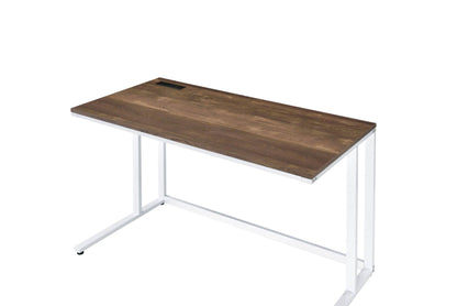 Tyrese Walnut & White Finish Writing Desk W/USB