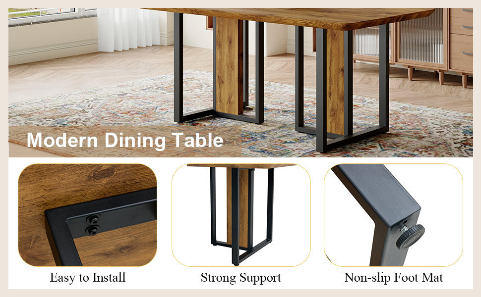 Modern minimalism and luxurious wood rectangular patterned dining table. The computer desk. Dining tables are used
