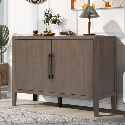 U_STYLE 47.25-Inch Farmhouse Sideboard with Pine Veneer and 2 Doors, Retro Buffet with Adjustable Feet – Model N711P410389D