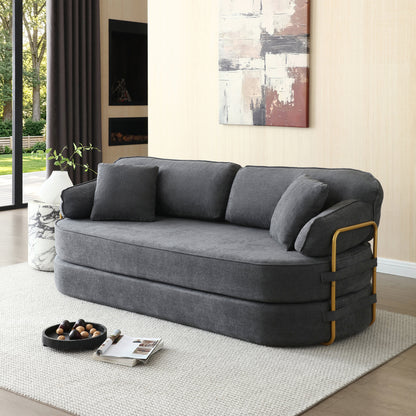 78.3" Queen Sleeper Sofa Bed, No Assembly Convertible Pull Out Futon Couch with Removable Backrest