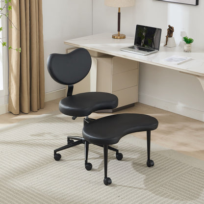 Meditation Chair Plus, Cross Legged Chair with Wheels, ADHD Chair, Criss Cross Desk Chair with Lumbar Support and Adjustable Stool – Black