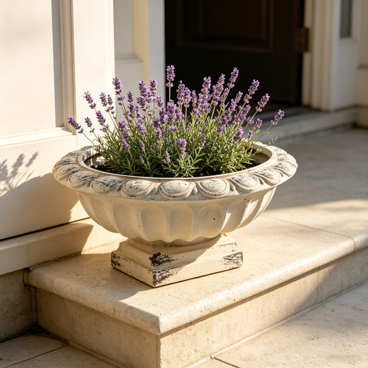 MGO Garden Planter, Garden decoration and planting,Color Antique White, Size 24"Wx24''Dx10.12"H