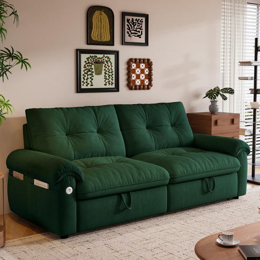 Multi-Functional Convertible 77-inch convertible sofa bed, and a 2-in-1 piece suitable for both sitting and lying. Made of cloud-like fabric, it is applicable to living rooms, bedrooms and apart