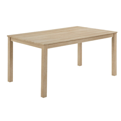 6 Piece Dining Table Set with Bench, Wooden Rectangular Kitchen Table Set with Bench and 4 Upholstered Chairs, Light Oak & Beige