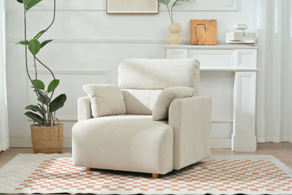 Oversized Chair w/Storage Ottoman, Wide Accent Armchair Chair for Living Room, Modern Lounge Chair, Upholstered Mid-Century Reading Chair, Comfy Living Room Chair, Deep Seat Sofa Couch(Beige Gray)