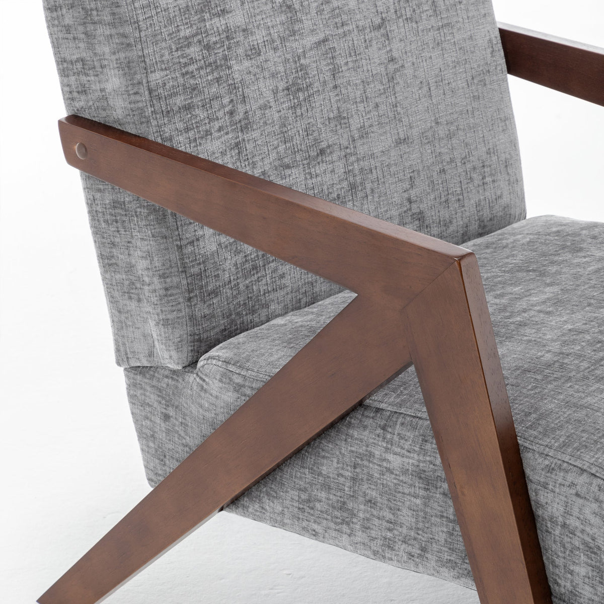 Mid Century Modern Accent Chair with Wood Frame, Upholstered Reading Armchair with Soft Linen Fabric, Accent Chair for Living Room Bedroom Apartment, Easy Assembly