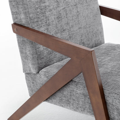Mid Century Modern Accent Chair with Wood Frame, Upholstered Reading Armchair with Soft Linen Fabric, Accent Chair for Living Room Bedroom Apartment, Easy Assembly