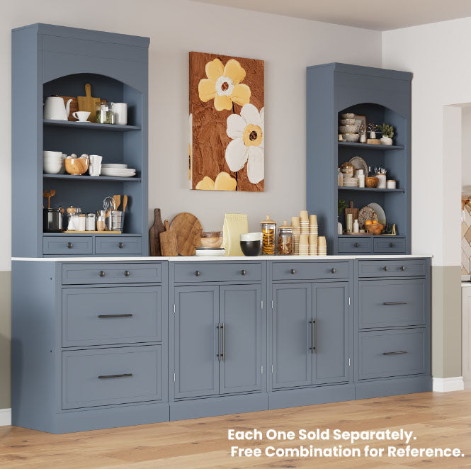 [Assembly Video Provided] TOPMAX Modern 83.7inch High Kitchen Pantry, Freestanding Tall Kitchen Hutch with Faux Marble Top – Model SP000075AAE
