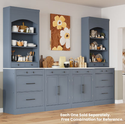 [Assembly Video Provided] TOPMAX Modern 83.7inch High Kitchen Pantry, Freestanding Tall Kitchen Hutch with Faux Marble Top – Model SP000075AAE