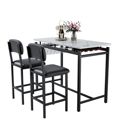 Kitchen Table Set, Dining Table and Chairs for 2, 3 Piece Dining Room Table Set with 2 Upholstered Chairs, Bar Dining Table Set, Breakfast