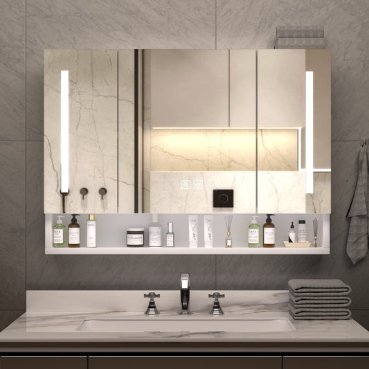 Modern 39x28 inches Aluminium Bathroom Cabinets, Medicine Cabinets with Mirrors and LED Lights
