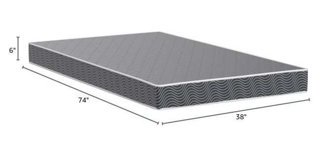 6 Inch Waterproof Foam Mattress, Navy Blue Quilted Breathable Fabric, Twin Size