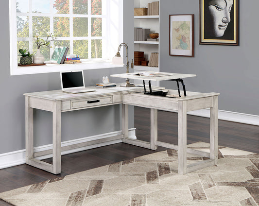 Transitional Style 1pc Desk English Dovetail Drawers USB Port Lift Top Antique White Finish Office Room Furniutre