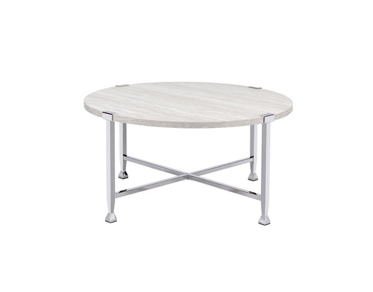 Brecon White Oak & Chrome Finish Coffee Table