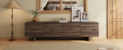 78 inch Modern TV Stand for TVs up to 85 inches, Entertainment Center with Solid Wood Legs, Cable Management, Push-Openers