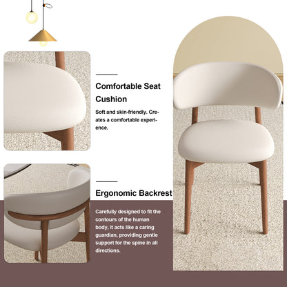 Mid-Century Modern Wooden Feet Dining Chair Set of 2 – White Stylish Chairs for Dining Room, Kitchen, or Living Room, Durable PU & Ash Wood, 20.08 x 20.08 x 30.71 inches