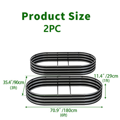 Galvanized Raised Garden Bed 6x3x1ft - Heavy Duty Metal Planter Box for Vegetables, Herbs & Flowers, Rust-Proof Outdoor Garden Bed with Large Capacity, Black, 2PCS