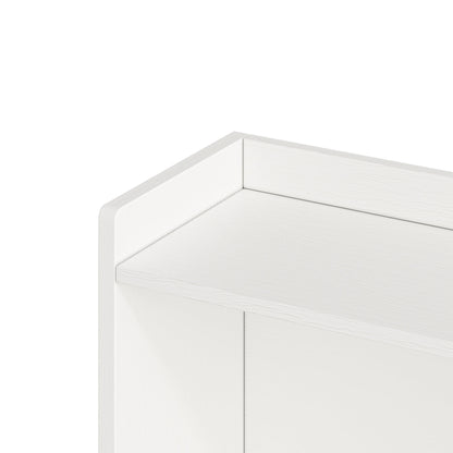 Twin Size Solid Wood Single Bed with Large Multi-compartment Storage Headboard Bookshelf, Simple Solid Wood Bed Frame, Multi-functional Storage Bed for Bedroom,White