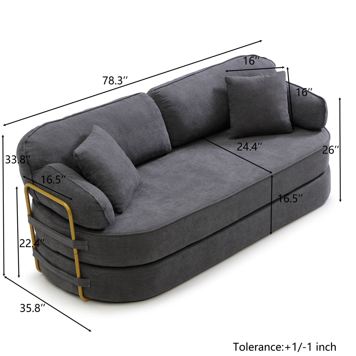 78.3" Queen Sleeper Sofa Bed, No Assembly Convertible Pull Out Futon Couch with Removable Backrest