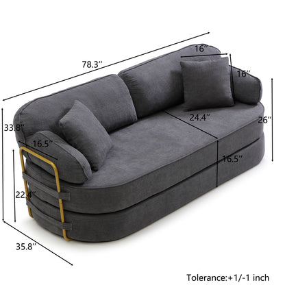 78.3" Queen Sleeper Sofa Bed, No Assembly Convertible Pull Out Futon Couch with Removable Backrest