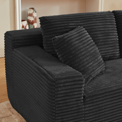 L-Shaped Cloud Sectional Sofa with Deep Seat, No Assembly Required, Modular Couches Sleeper, Black – Model W2339S00117