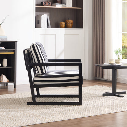 Mid-Century Modern Fabric Lounge Chair, Single Sofa Chair with Armrests, Upholstered Lounge Chair with Wooden Frame