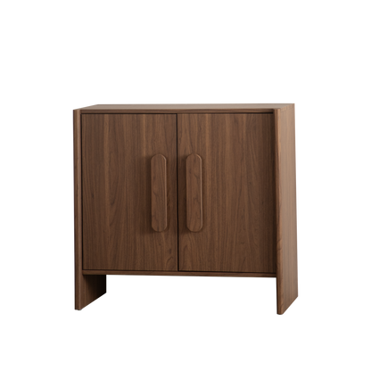 Wood MDF Sideboard Buffet Cabinet, Walnut Brown 2 Door Storage Credenza with Adjustable Shelf, Magnetic Soft Close Door Accent Cabinet for Entryway Living Room Hallway