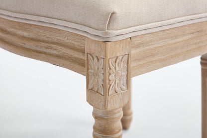 French Country Dining Chairs Set of 2, Upholstered Chairs with T-shaped Back, Wire drawing and carving techniques, Disassemblable