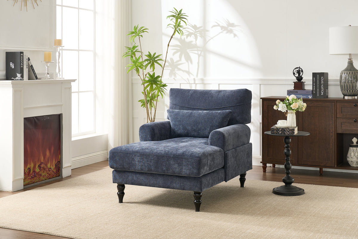 Modern Chaise Lounge , Upholstered Indoor Leisure Sofa Recliner, Chair Sleeper for Bedroom, Living Room, Study Room, Office, BLUE