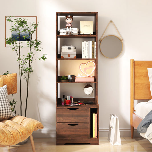 Night Stand with Bookshelf, Night Stand with 2 Storage Drawers