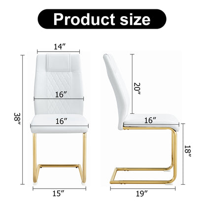 Modern dining chairs, dining room chairs, and golden leg cushioned chairs made of artificial leather, suitable for kitchens, living rooms, bedrooms, and offices. Set of 6 pieces (white+PU )W1151110421