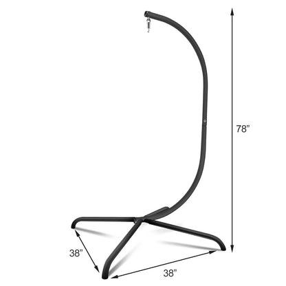350lbs Heavy-Duty Hammock Chair C-Stand, Rustproof Powder Coated Steel Swing Stand,Stable X-Base Support Frame,Easy Assembly Portable Universal Indoor Outdoor Stand ,Patio, Balcony, Garden(Stand Only)
