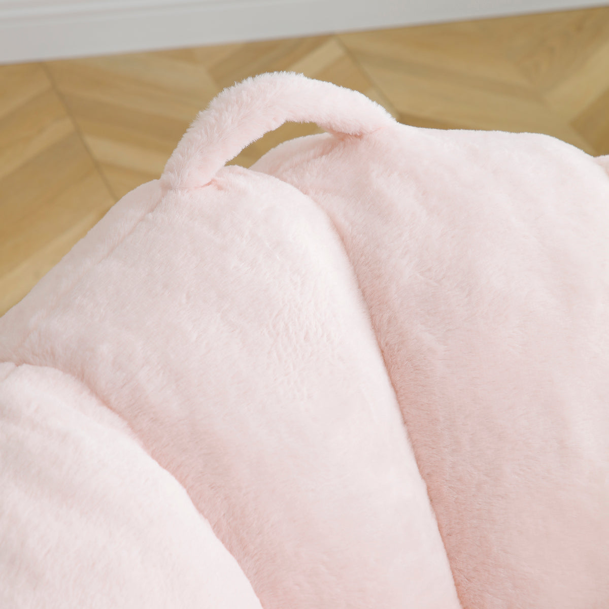 Giant Bean Bag Chair withFootstool, Oversized Bean Bag  for Adults and Kids, Faux Fur Shell-Shaped Large Chair with Filler, Stuffed Big Accent Sofa,  Floor Sofa for Gaming,Reading Living Room Bedroom
