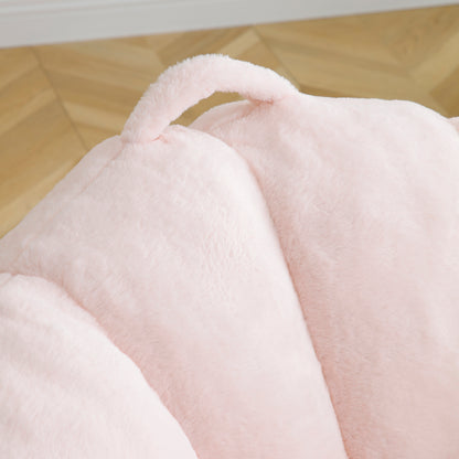 Giant Bean Bag Chair withFootstool, Oversized Bean Bag  for Adults and Kids, Faux Fur Shell-Shaped Large Chair with Filler, Stuffed Big Accent Sofa,  Floor Sofa for Gaming,Reading Living Room Bedroom
