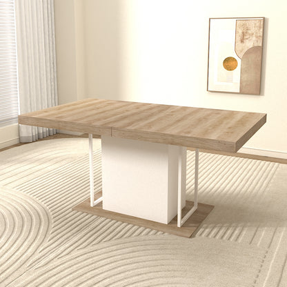 Rectangle extendable dining table for 6-10 people aged effect wood 160-200 cm