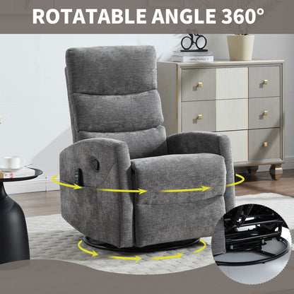 Heat Massage Manual Recliner Chair with Rocker and Swivel in Fabric, Grey – Model W3224P322251