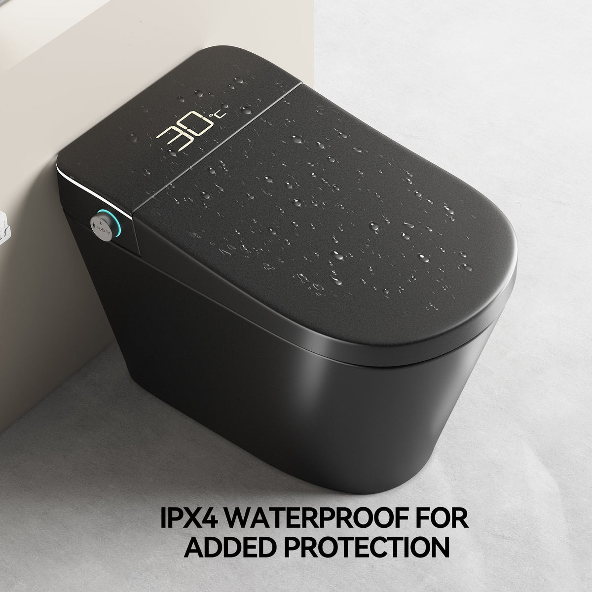 Smart Bidet Toilet with Auto Open/Close Seat, Warm Water Wash, Heated Seat, and Dryer in Black Ceramic, One-Piece Design
