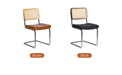 Dining Chairs Set of 2, Faux Leather Rattan Side Accent Chairs with Chrome Legs, Modern Mid Century Breuer Designed Chairs