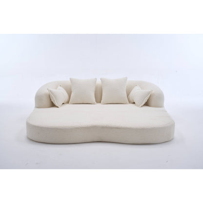 (Old Sku : W2231P392100) 2-in-1 Foldable Sofa Bed,70 Inch Folding Boneless Couch Convertible Compressed Sleeper Sofabed, 4 Pillows for Living Room Apartment, Milk White