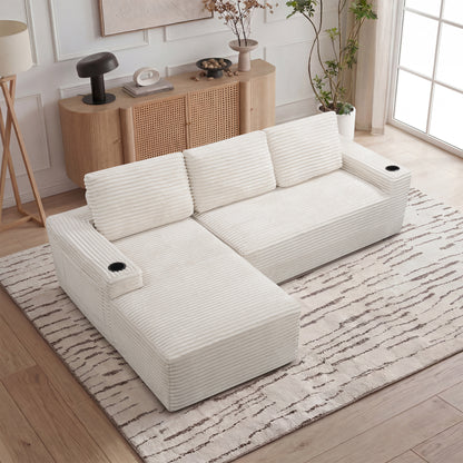 104 Inch Cloud Sectional Couch,Modern Modular Sectional Sofa with Deep Seat,Corduroy Boneless Couches with L-Shape Chaise for Living Room Bedroom,No Assembly Required