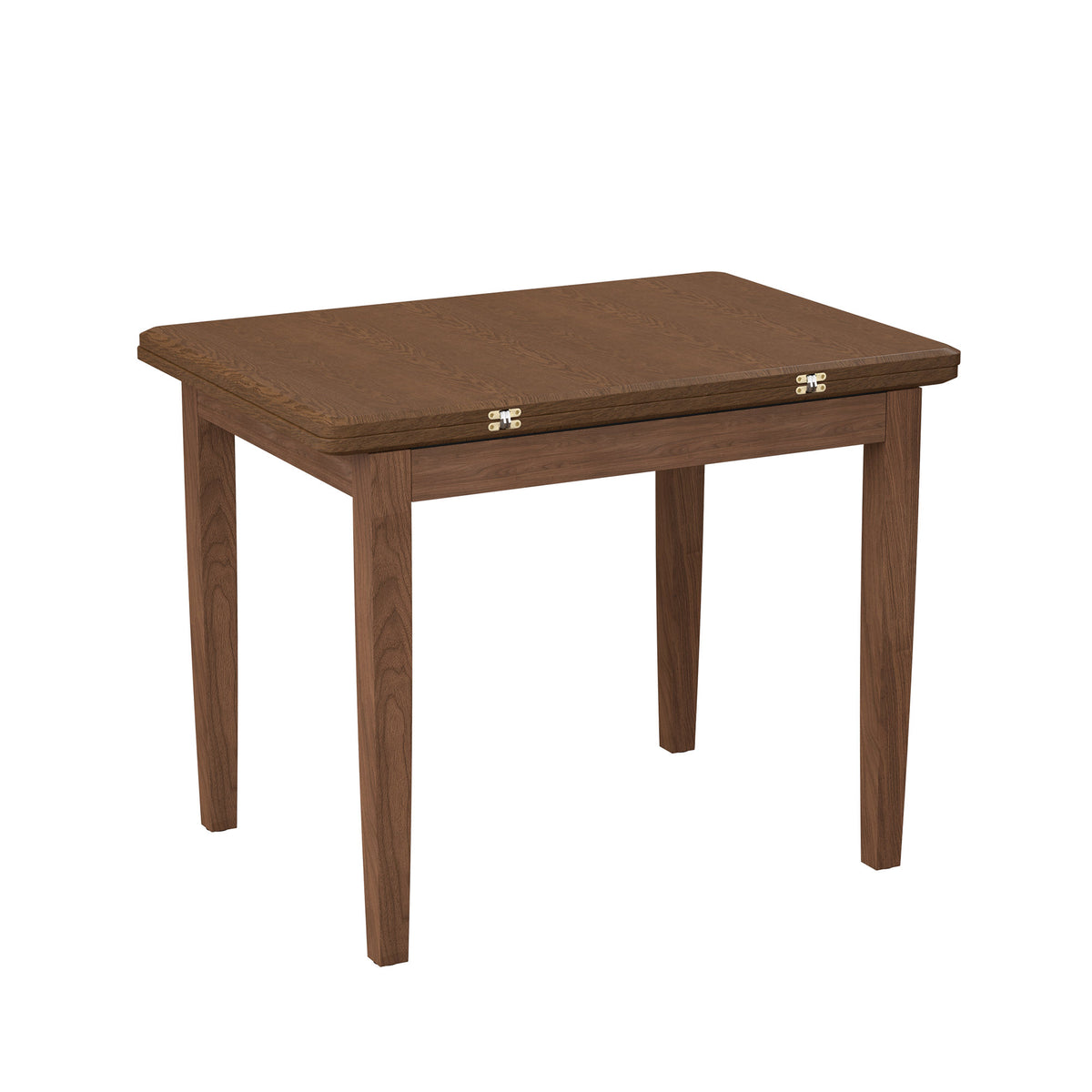 51.2" Solid Wood Folding Dining Table, Rotating Drop Leaf Design with Walnut Finish, Space-Saving Kitchen Table for 4-6 People, Farmhouse Style for Small Apartments, Easy Assembly