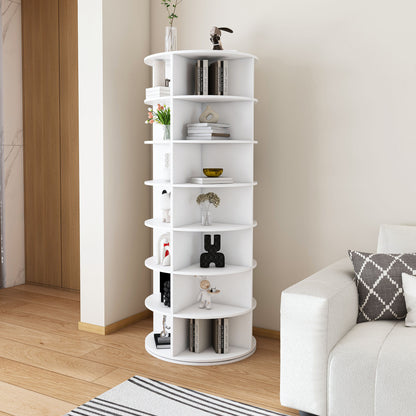 Rotating Shoe Rack Tower, 7-Tier Spinning Storage Rack, Free Standing 360° Revolving Shoe Organizer, Holds 28 Pairs of Shoes (7-Tier, White)