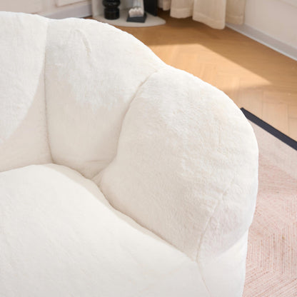 Two seater Floor Lazy Sofa for Living Room Bedroom, Bean Bag Chair for Adults, Ultra Soft Fluffy Loveseat Bean Bag Sofa, Cozy Reading Chair with Filler, Beige