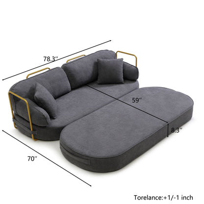 78.3" Queen Sleeper Sofa Bed, No Assembly Convertible Pull Out Futon Couch with Removable Backrest